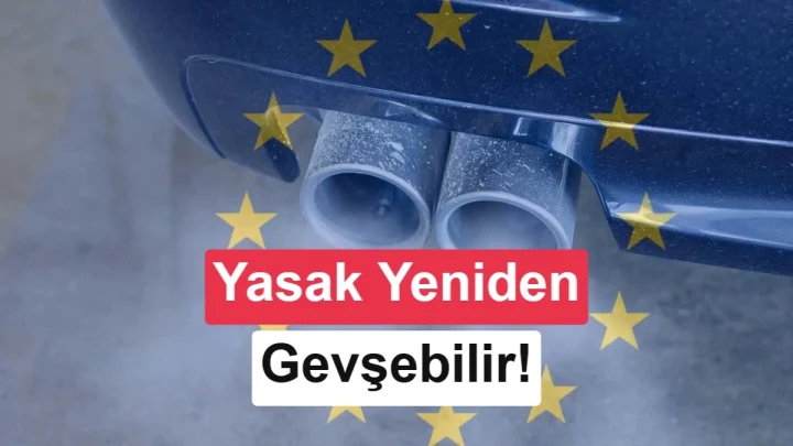 Avrupa Birliği bayrağının çatlamış zemini önünde elektrik simgeli kırmızı otomobil şekli
