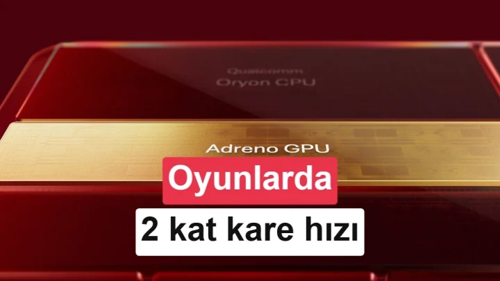 Kırmızı arka plan önünde, iç donanımı görünen bir akıllı telefonu iki el tutuyor