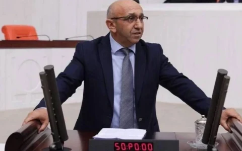Alican Önlü, TBMM Genel Kurul salonunda kürsü önünde duruyor