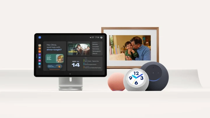Amazon Echo serisinden ekranlı akıllı cihazlar, dijital fotoğraf çerçevesi, saat ve hoparlör