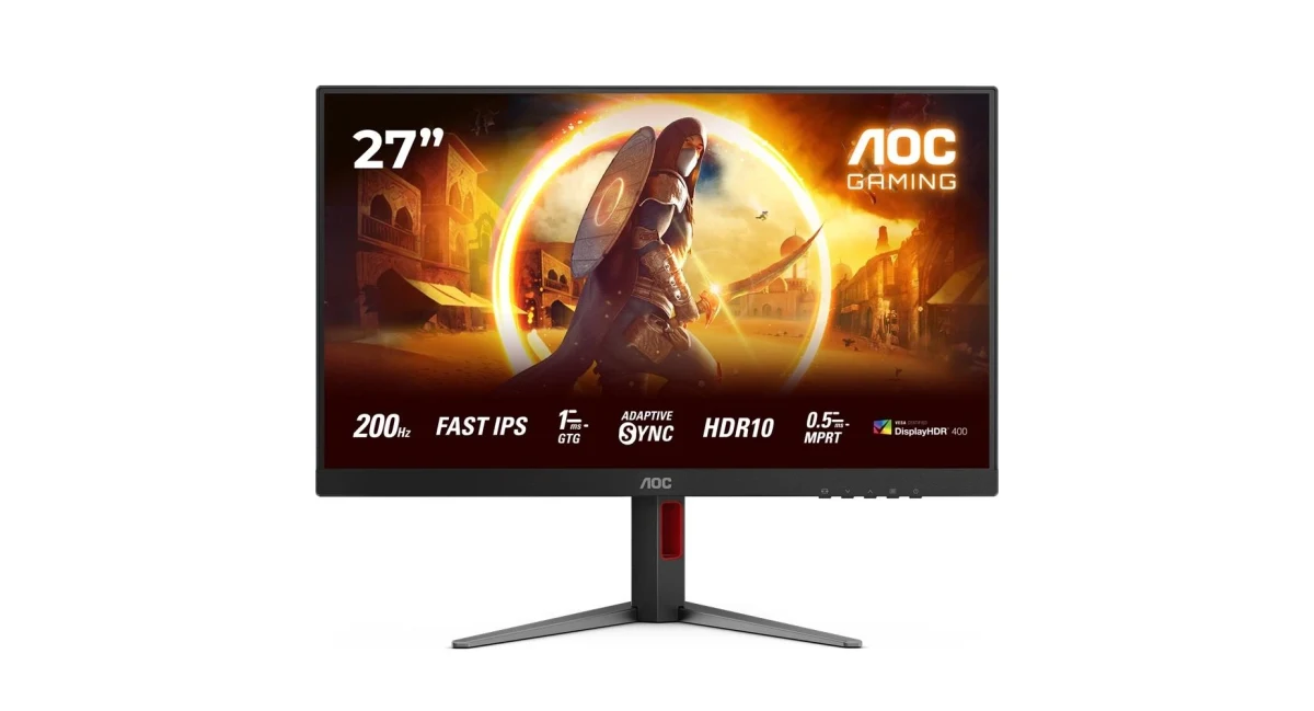 AOC Gaming monitör görselinde 27 inç, 200 Hz ve Fast IPS ibareleri