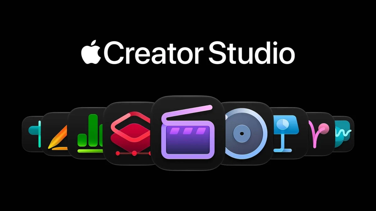 Apple Creator Studio logosu ve yaratıcı uygulamaların simgeleri