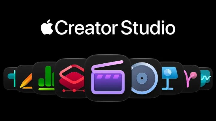Apple Creator Studio logosu ve yaratıcı uygulamaların simgeleri