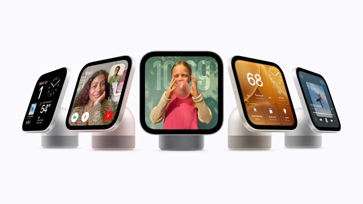 Apple HomeView akıllı ev cihazının farklı ekran tasarımları yan yana gösteriliyor