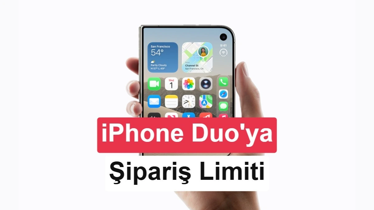 Ellerinde yatay tutulan, ekranında uygulama simgeleri ve bir video görünen iPhone Duo