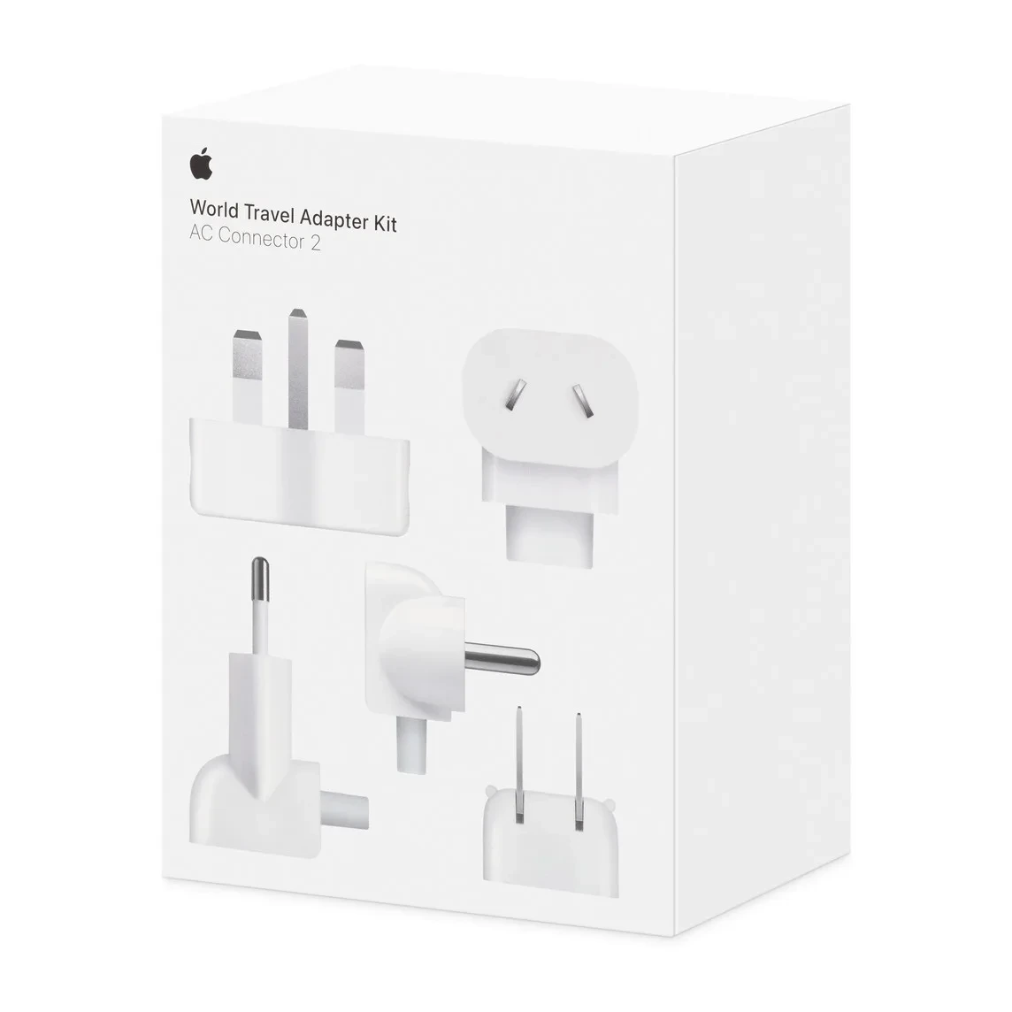 Apple World Travel Adapter Kit kutusu ve değiştirilebilir seyahat fişleri