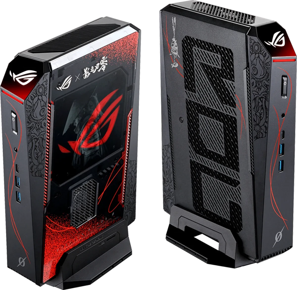 ASUS ROG NUC 16 Phantom Blade Zero özel sürümünün ön ve arka yüzü
