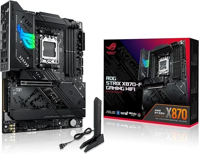 ASUS ROG Strix X870-F anakart ve ürün kutusu
