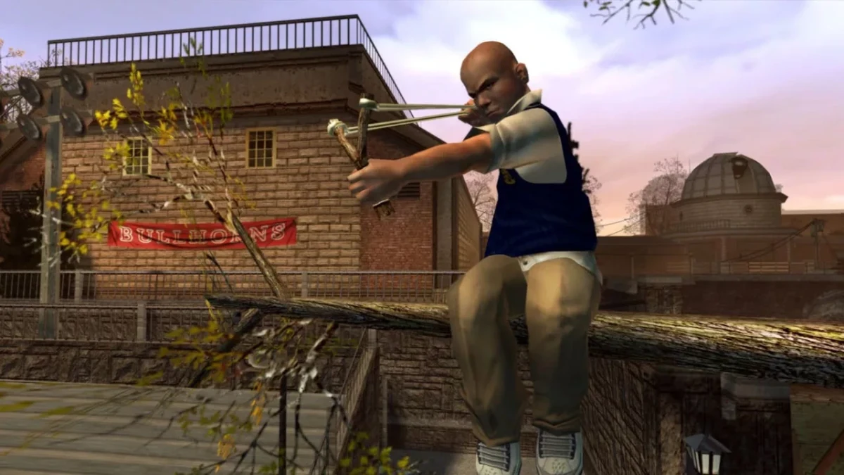 Bully oyununda öğrenci karakter sapan kullanıyor