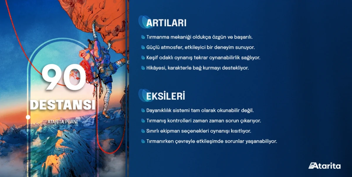 Cairn incelemesinin 90 puanlık değerlendirme görseli; artılar ve eksiler listeleniyor