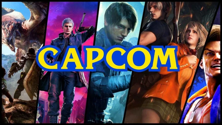 Capcom logosu ve oyun karakterlerinden oluşan kolaj
