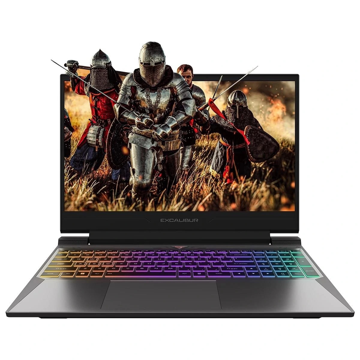 RGB aydınlatmalı klavyeli Casper Excalibur G870 laptopun önden görünümü