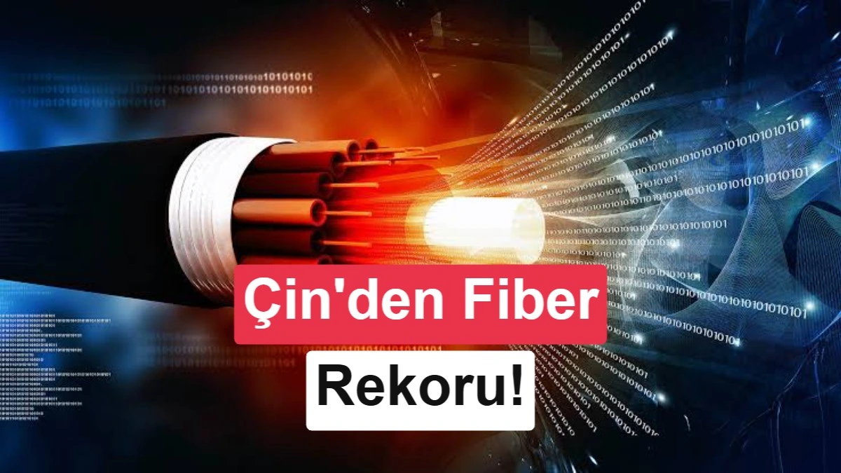 Fiber optik kablo ve ışık hüzmesini gösteren, Çin'in fiber hız rekorunu duyuran kapak görseli