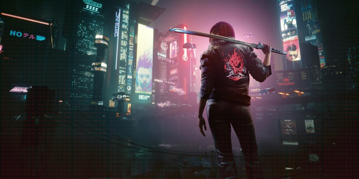 Neon ışıklı bir şehirde duran karakter, Cyberpunk 2’de multiplayer modu ihtimalini temsil ediyor