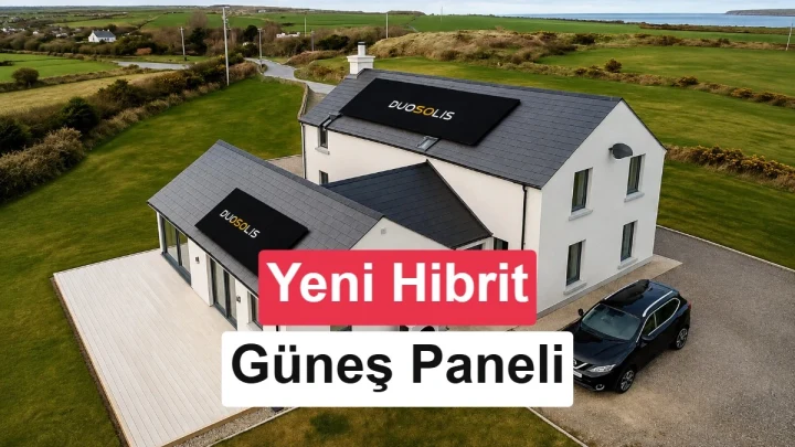 DuoSolis hibrit güneş panellerinin kurulu olduğu bir ev ve çevresi
