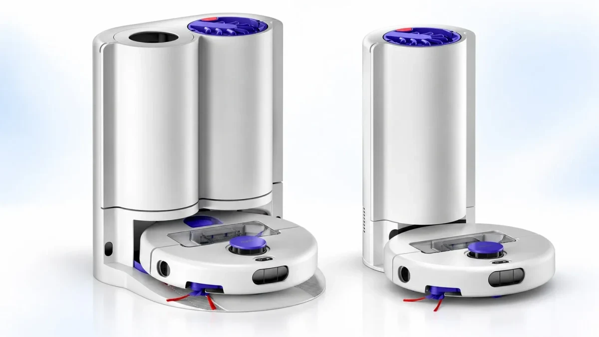 Dyson R1 ve R2 robot süpürgeler, otomatik boşaltma istasyonlarıyla birlikte