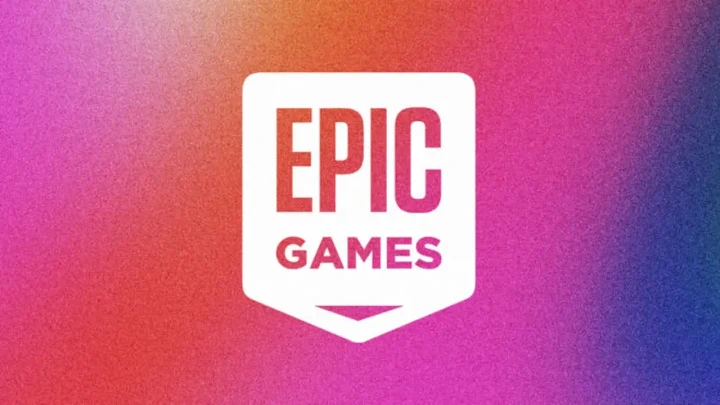 Renkli arka plan üzerinde Epic Games logosu