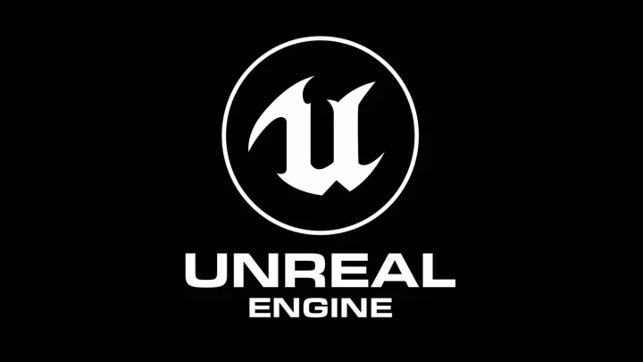 Siyah arka plan üzerinde Unreal Engine logosu