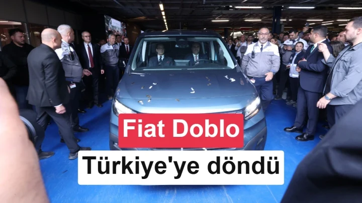 K9 üretim başlangıç töreninde mavi Fiat Doblo’nun çevresinde toplanan katılımcılar