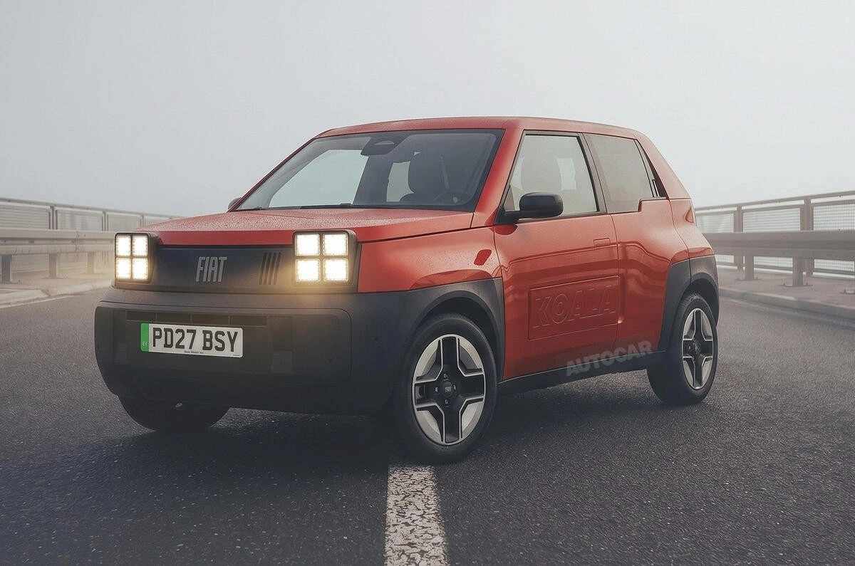 Kırmızı, köşeli tasarımlı Fiat elektrikli otomobil konsepti