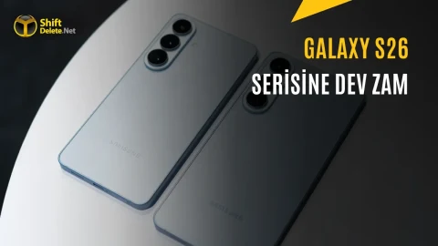 Galaxy S26 serisinden iki telefonun yer aldığı ve seriye zam yapıldığını belirten görsel