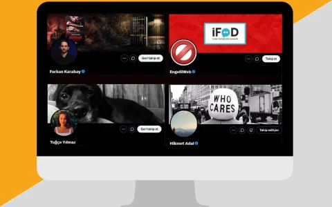 Bir bilgisayar ekranında gazetecilerin ve EngelliWeb’in X profillerini gösteren illüstrasyon
