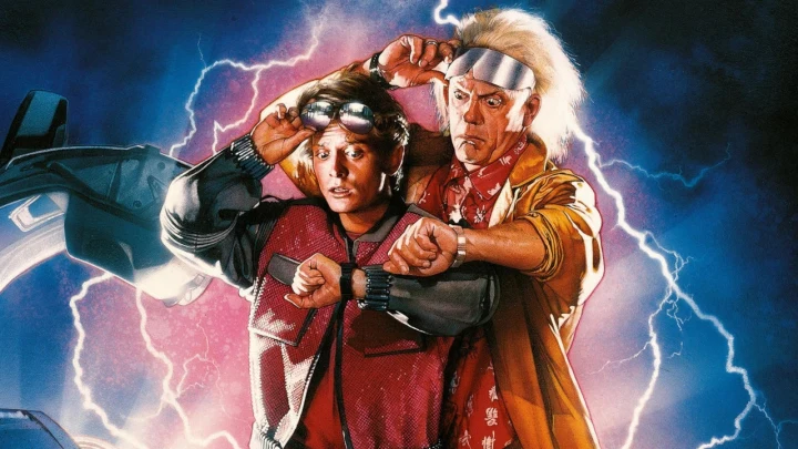 Geleceğe Dönüş filminden Marty McFly ve Doc Brown karakterlerinin yer aldığı illüstrasyon
