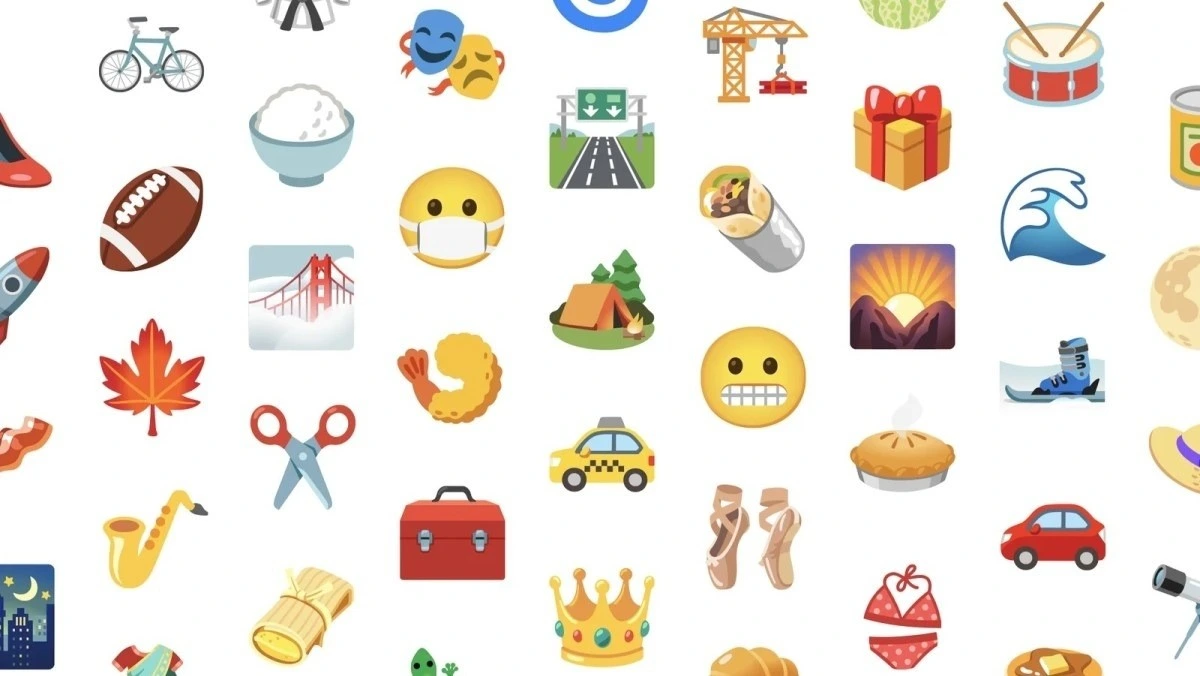 Farklı nesne ve ifadeleri gösteren emoji karakterleri