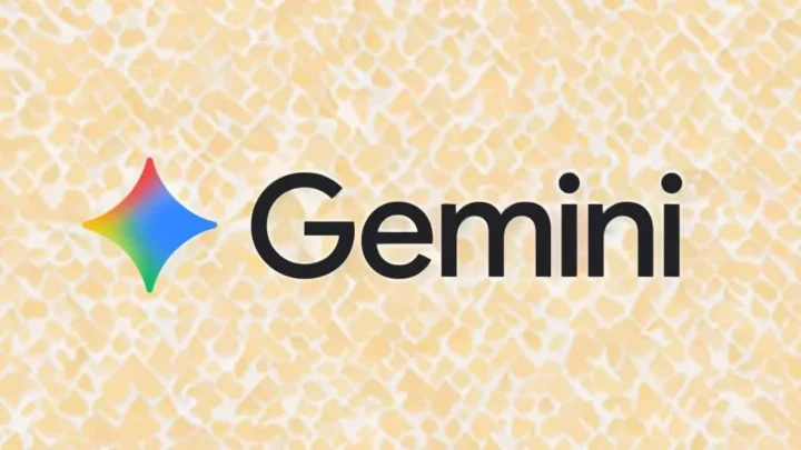 Gemini logosu ve simgesi açık renk desenli bir arka plan üzerinde