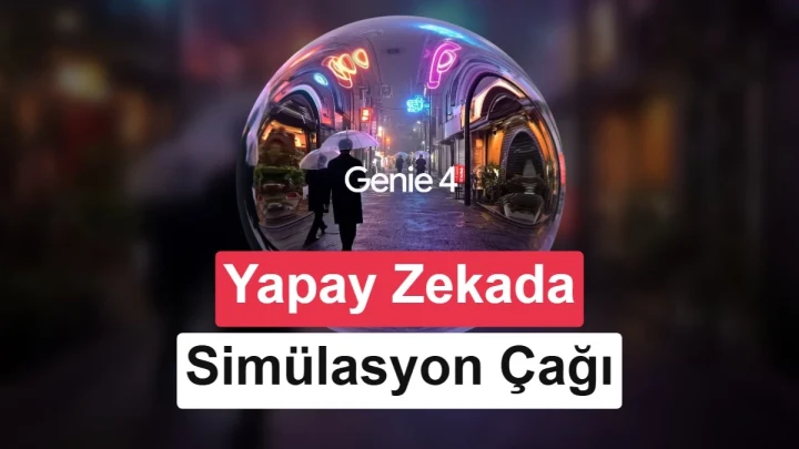 Genie 4 yazısının yer aldığı, neon ışıklı sanal bir ortamı gösteren tanıtım görseli