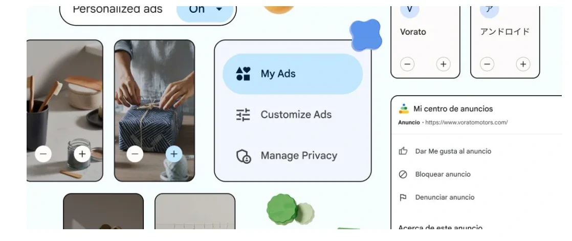 Reklam tercihleri ve gizlilik yönetimi seçeneklerini gösteren arayüz