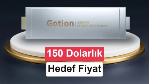 Gotion katı hal batarya hücresi ve 150 dolarlık hedef fiyatı gösteriliyor