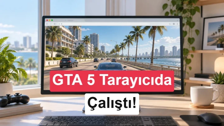 Tarayıcı penceresinde GTA 5 karakteri ve oyunun kapanışını belirten bir mesaj