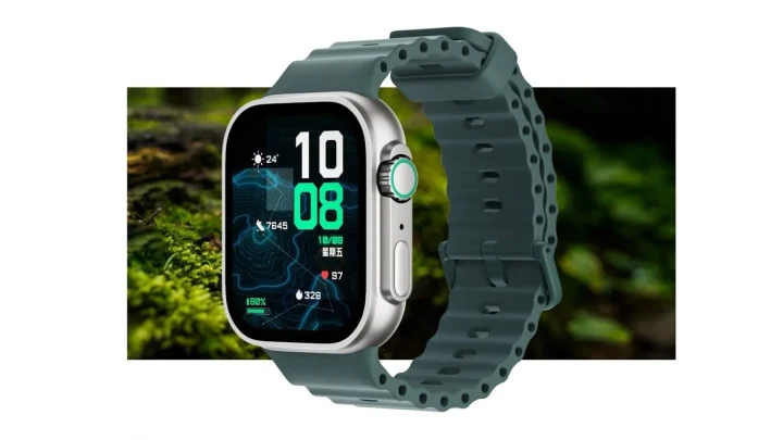 Honor Watch Fit 6 akıllı saat, dikdörtgen ekranı ve koyu yeşil kayışıyla gösteriliyor