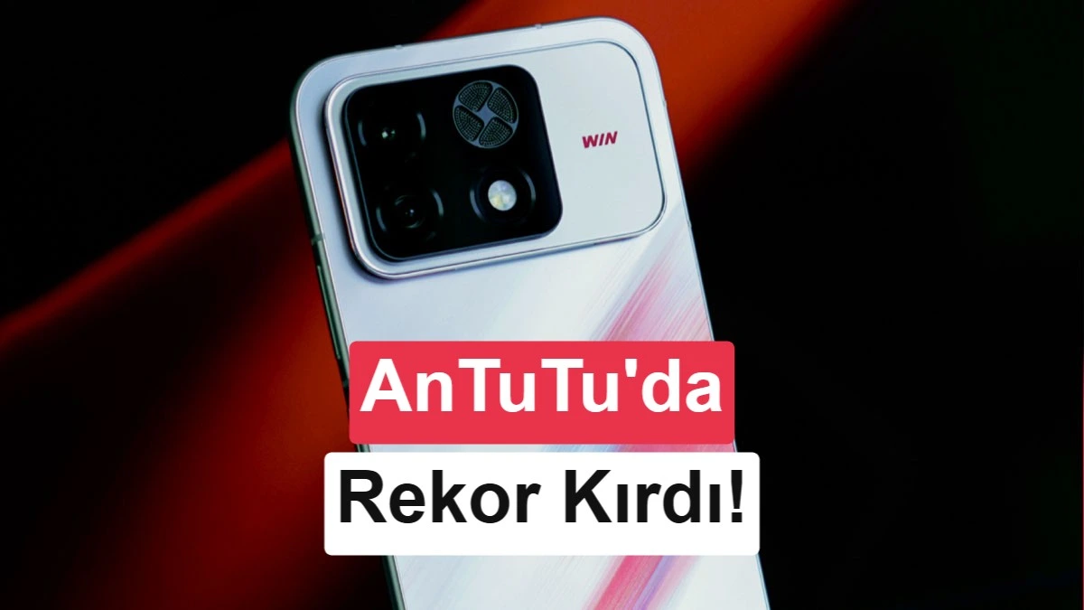 Honor Win 2 telefonun arka yüzü ve AnTuTu’da rekor kırdığına dair başlık