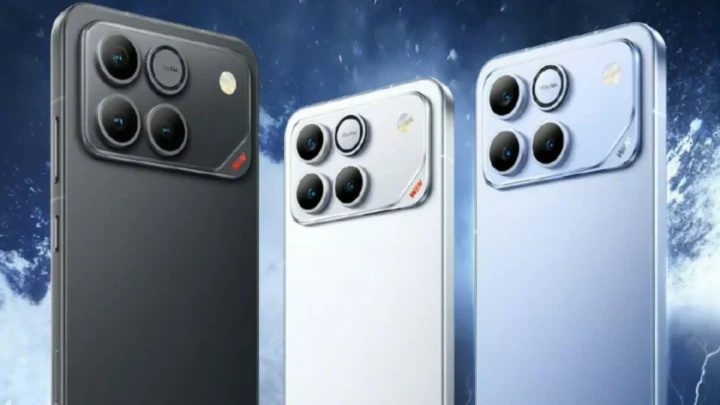 Honor Win serisine ait koyu renkli ve açık renkli üç telefonun arka yüzü