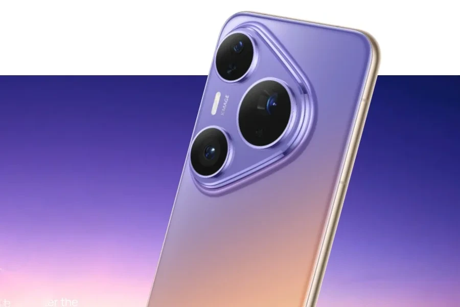 Mor ve altın tonlarında Huawei Pura 90 Plus’ın arka kamera sistemi