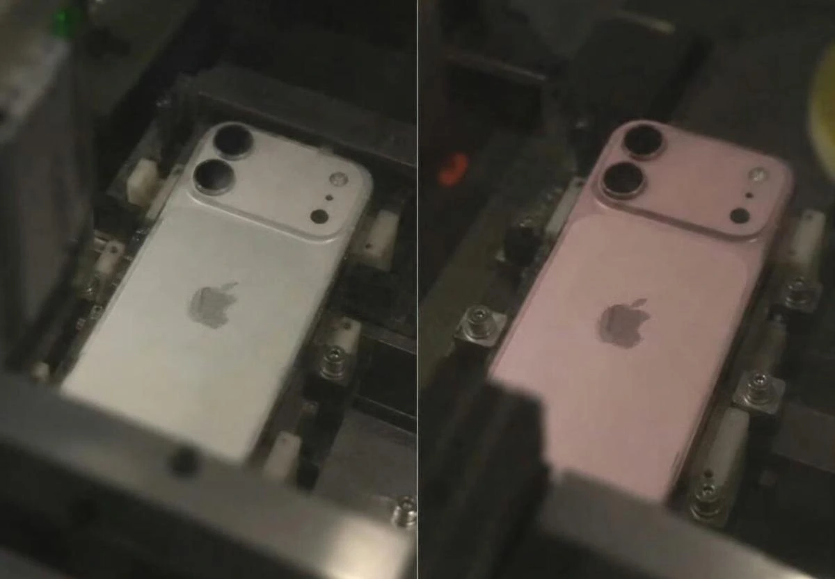 Beyaz ve pembe renkli telefon maketlerinin arka yüzleri