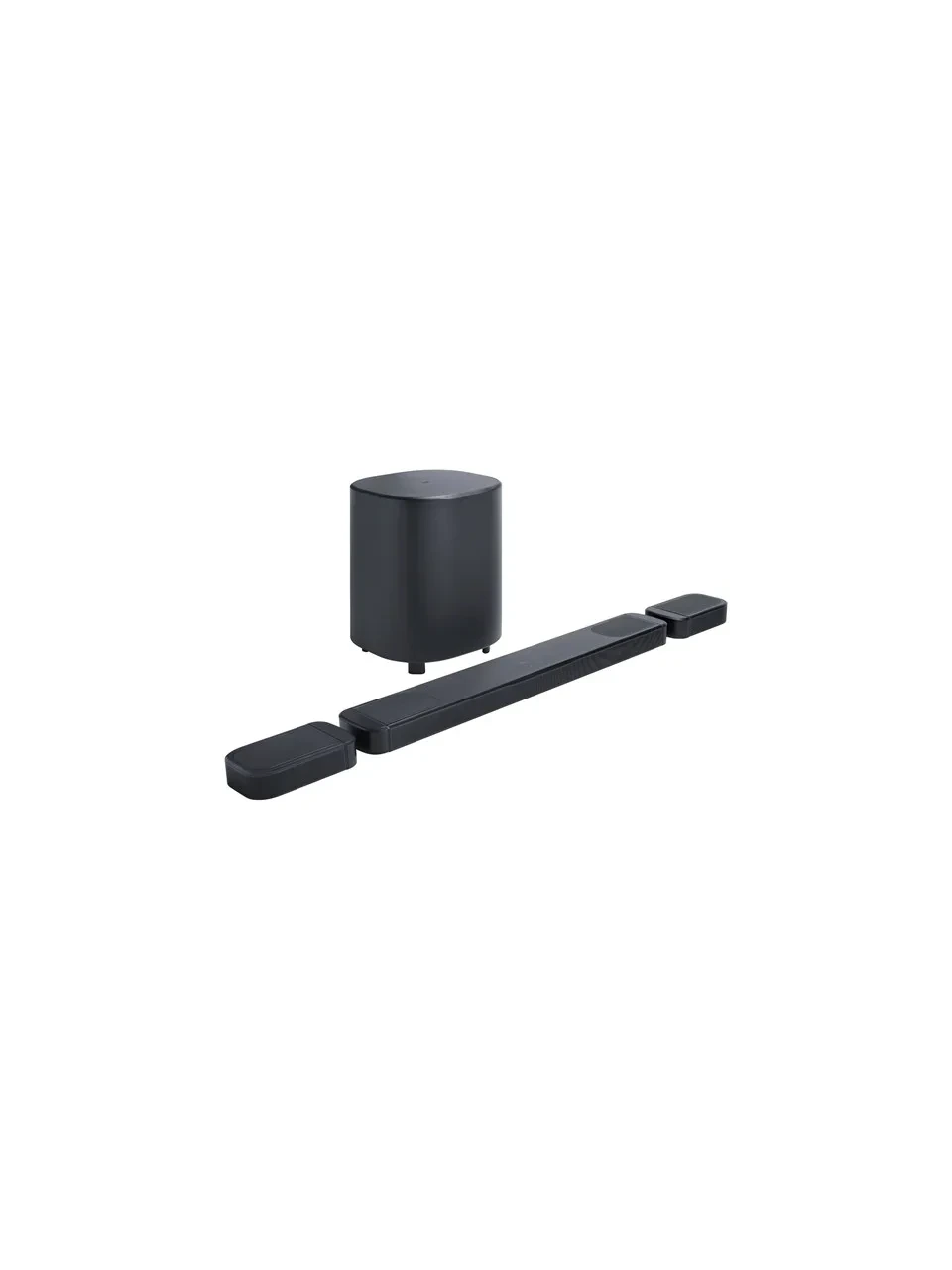 Siyah JBL Bar 1000MK2 ses çubuğu ve kablosuz subwoofer