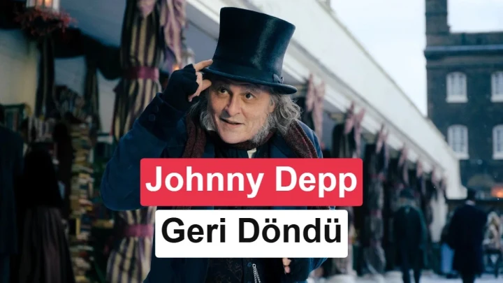 Johnny Depp, Ebenezer filminde silindir şapkasıyla görülüyor.