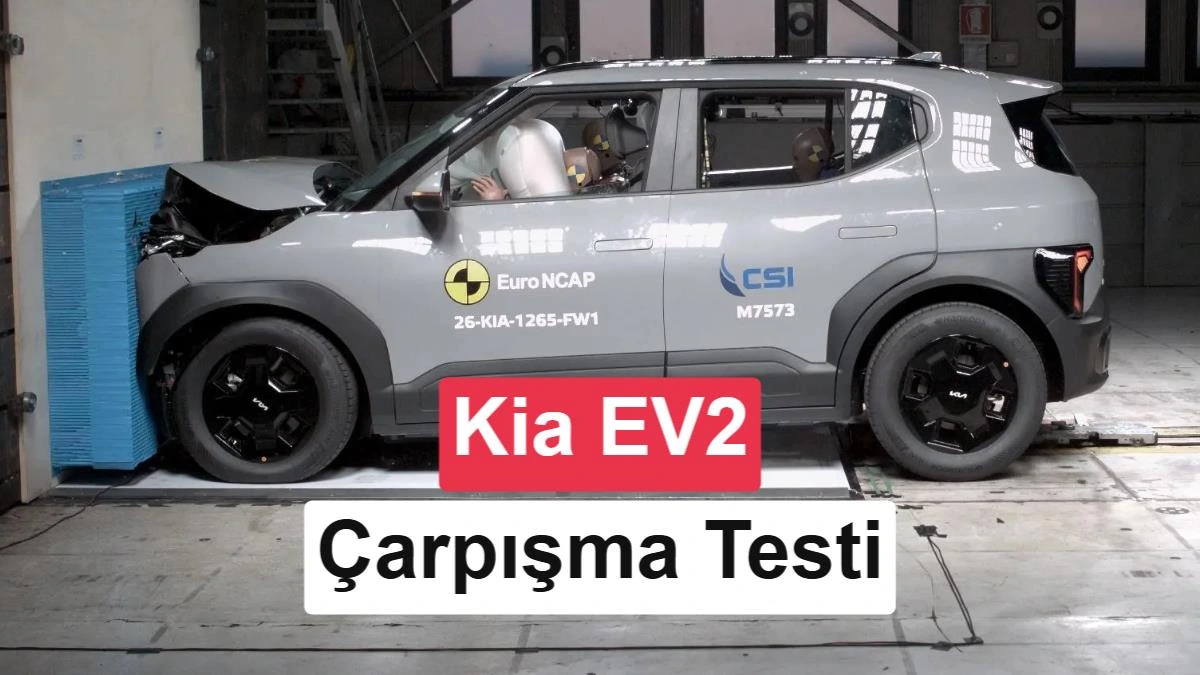 Kia EV2'nin Euro NCAP çarpışma testinde bariyere çarptığı an