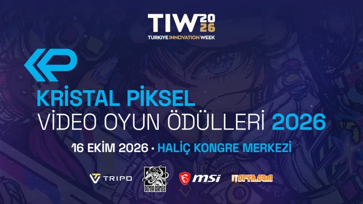Kristal Piksel Video Oyun Ödülleri 2026 etkinlik afişi; 16 Ekim’de Haliç Kongre Merkezi’nde düzenleneceğini duyuruyor.