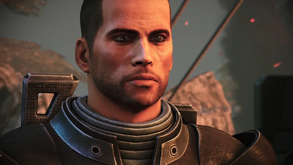 Mass Effect oyunundan Komutan Shepard’ın yakın plan görüntüsü