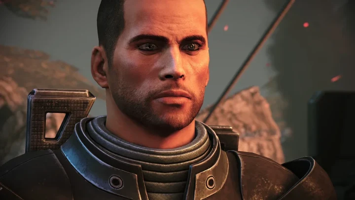 Mass Effect oyunundan Komutan Shepard’ın yakın plan görüntüsü