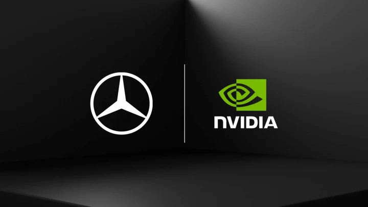 Mercedes-Benz ve Nvidia logolarının yan yana yer aldığı görsel