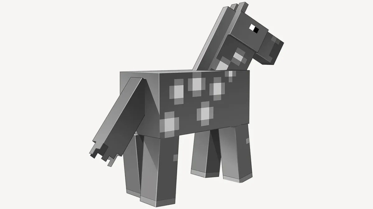 Minecraft’ta benekli gri bir at