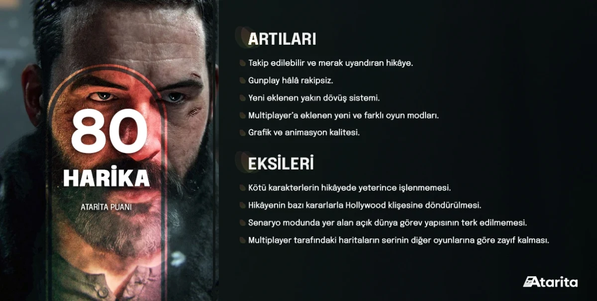 İnceleme puan kartında Modern Warfare 4 için 80 ve Harika puanı gösteriliyor.