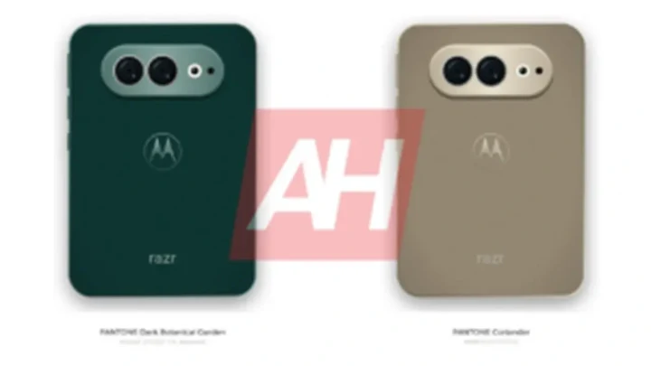 İki farklı renk seçeneğiyle gösterilen Motorola Razr katlanabilir telefonların arka yüzü