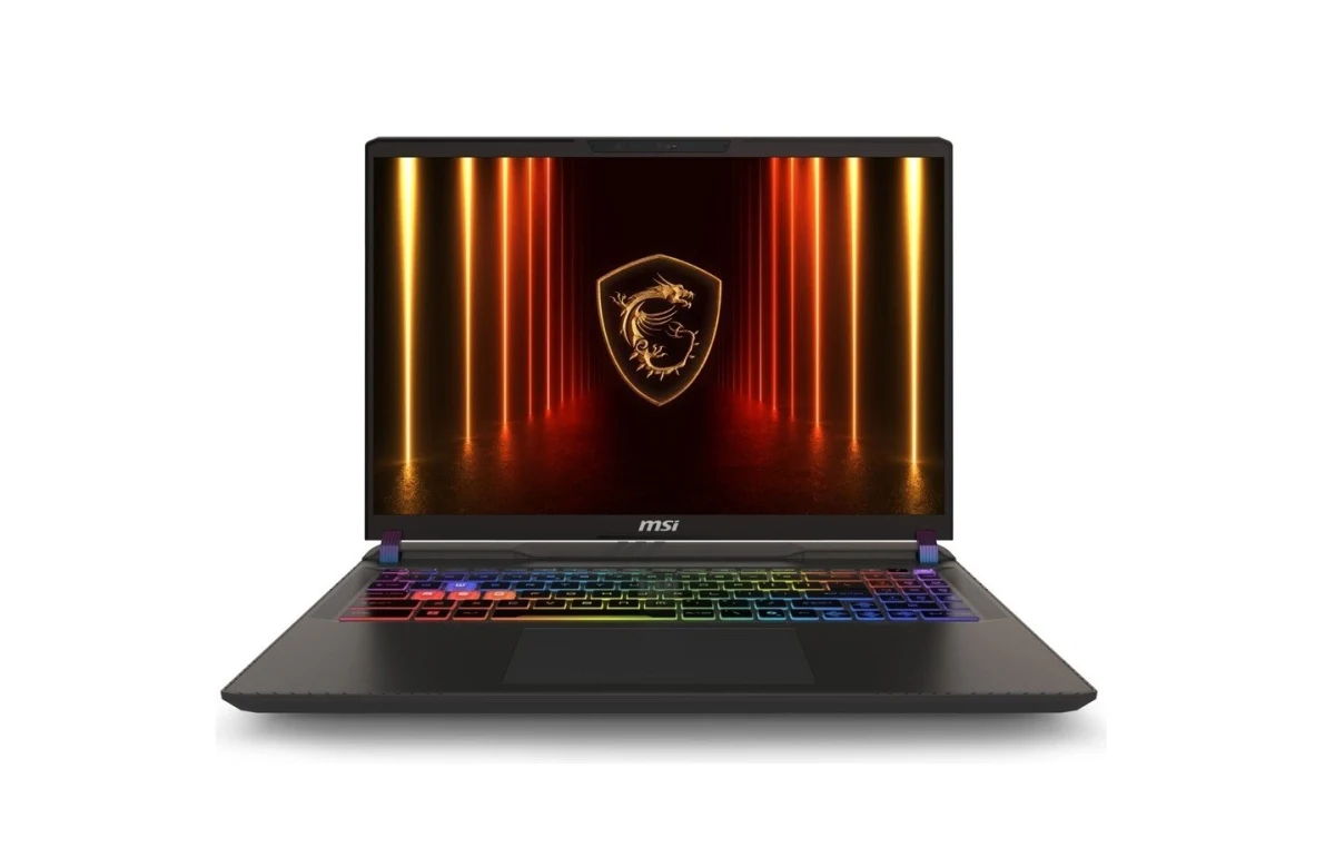 MSI logosunun yer aldığı ekrana sahip MSI Vector 16 HX AI laptop