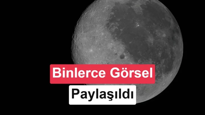 Ay yüzeyinin NASA Artemis II verilerinin yayımlandığını belirten yazıyla birlikte gösterimi